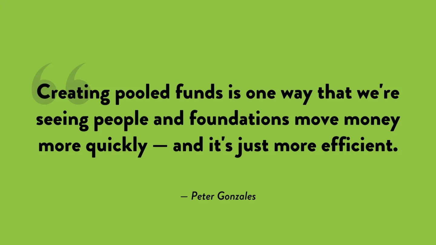 "Creating pooled funds is one way that we're seeing people and foundations move money more quickly — and it's just more efficient." - Peter Gonzalez