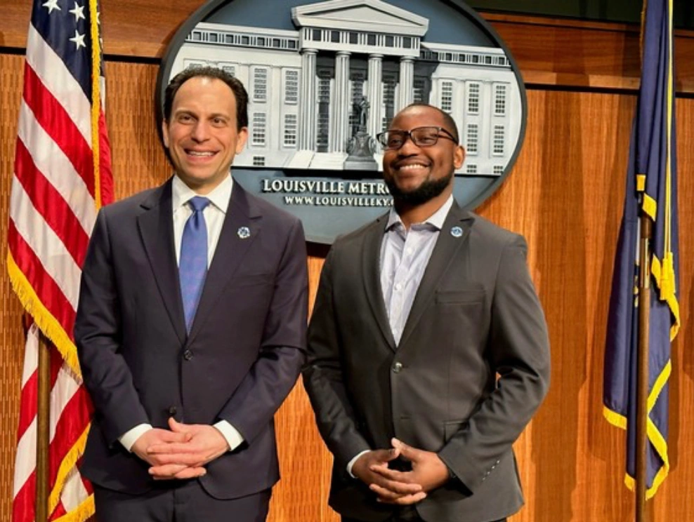 Mayor Craig Greenberg and Amos Izerimana
